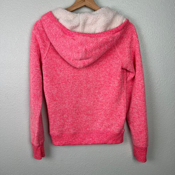 American Eagle Outfitters Small Fleece Lined Full Zip Sweater Hoodie Bright Pink - Picture 9 of 12